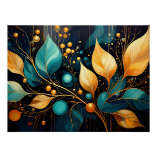Gouden Botanische Elegantie Perfect Poster