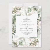 Gouden botanische eucalyptus elegante groen herfst kaart (Voorkant)