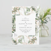 Gouden botanische eucalyptus elegante groen herfst kaart (Staand voorkant)