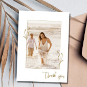 Gouden botanische foto Elegante bruiloft dank u Bedankkaart