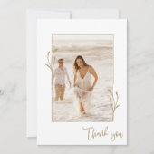 Gouden botanische foto Elegante bruiloft dank u Bedankkaart (Voorkant)