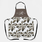 Gouden Botanische Gebladerte Monogram Schort (Voorkant)