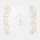 Gouden botanische gepersonaliseerde naam en monogr fleece deken (Voorkant (Horizontaal))