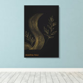 Gouden Botanische Golven Fijne Kunst Canvas Afdruk (Insitu (Houten vloer))
