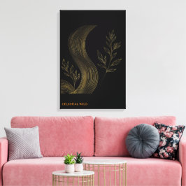 Gouden Botanische Golven Fijne Kunst Canvas Afdruk