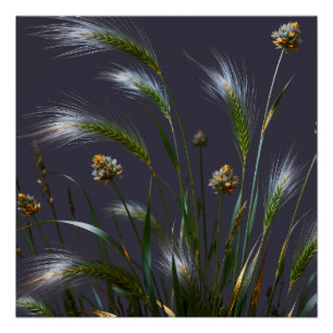Gouden Botanische Gras Wandkunst Perfect Poster