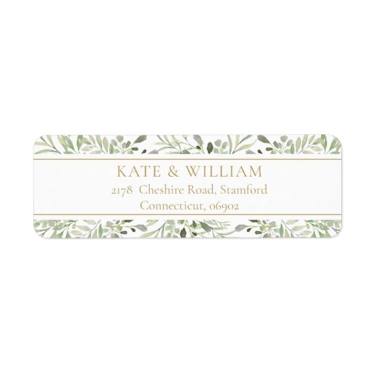 Gouden botanische groen retouradres etiket (Voorkant)