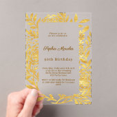 Gouden botanische heldere luxe verjaardag acryl uitnodigingen (Insitu (Draagbaar))