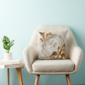 Gouden botanische huwelijksmonogram sierkussen (Stoel)