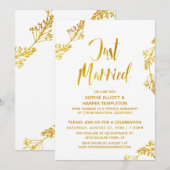 Gouden Botanische Just Married Post Bruiloft Evene Kaart (Voorkant / Achterkant)