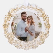 Gouden Botanische Kerstkrans Aangepaste foto Ornament Kaart (Voorkant)