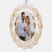 Gouden Botanische Kerstkrans Aangepaste foto Ornament Kaart (Links)