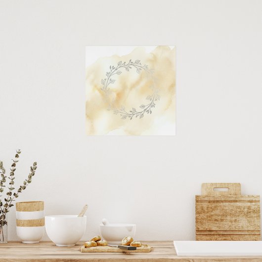 Gouden Botanische Krans Poster (Keuken)