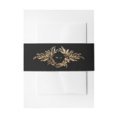 gouden botanische krans smoking monogram bruiloft uitnodigingen wikkel (Voorkant Voorbeeld)