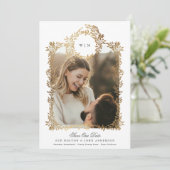 Gouden Botanische Lijst Fotobruiloft Save The Date (Staand voorkant)
