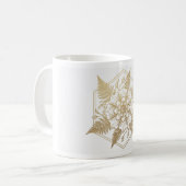 Gouden Botanische Mandala Mok | Bloemige Geometris (Voorkant links)