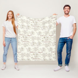 Gouden botanische 'Momfulness' lijnkunstpatroon Fleece Deken