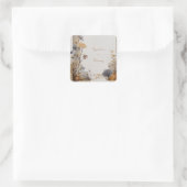 Gouden botanische patchwork stoffig blauwe volksbr vierkante sticker (Tas)