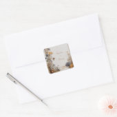 Gouden botanische patchwork stoffig blauwe volksbr vierkante sticker (Envelop)