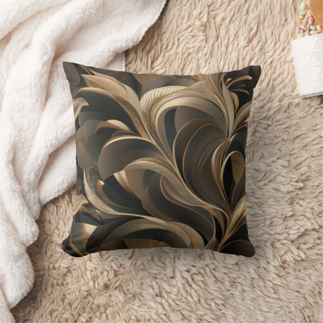 Gouden Botanische Stroom Elegant   Kussen (Deken)