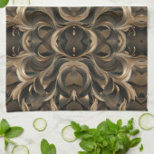 Gouden Botanische Stroom Elegant   Theedoek (Gevouwen)