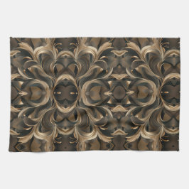 Gouden Botanische Stroom Elegant Theedoek