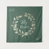 Gouden botanische succulent bruiloftsshower achter wandkleed (Voorkant)