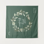 Gouden botanische succulente bruidsdouche achtergr wandkleed (Voorkant (horizontaal))