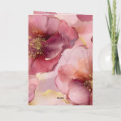 Gouden Bourgogne Blush Roze Bloemen Huwelijk Kaart (Achterkant)