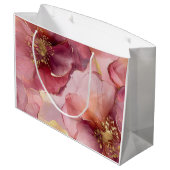 Gouden Bourgogne Blush Roze Bloemen Vrijgezellenfe Groot Cadeauzakje (Achterkant Gekanteld)