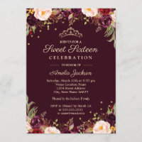 Gouden Bourgogne Elegante Bloemen Sweet Sixteen