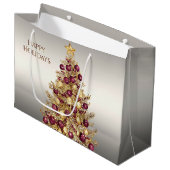 Gouden Bourgogne Kerstboom Holiday Gift Bag Groot Cadeauzakje (Voorkant Gekanteld)