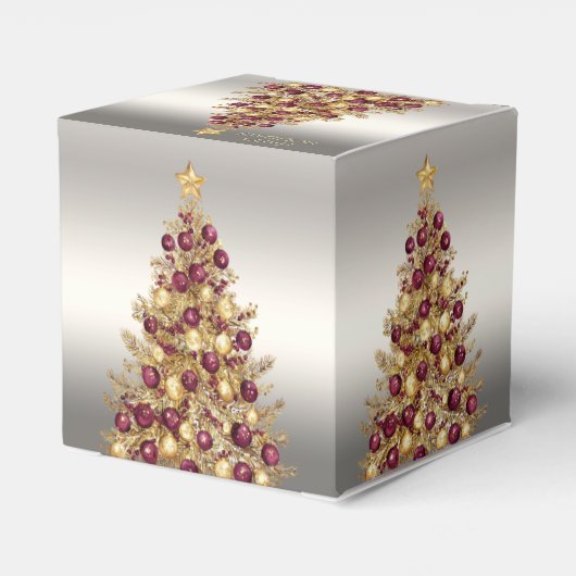 Gouden Bourgogne Kerstboom Holiday Gift Box Bedankdoosjes (Achterkant)