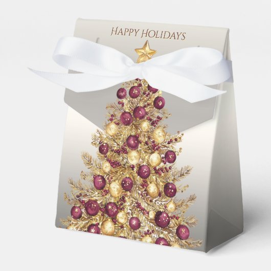 Gouden Bourgogne Kerstboom Holiday Gift Box Bedankdoosjes (Voorkant Zijde)