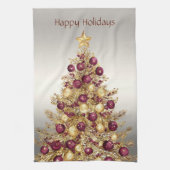 Gouden Bourgogne Kerstboom Vakantie Keuken Handdoe Theedoek (Verticaal)