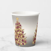 Gouden Bourgogne Kerstboom Vakantie Papieren Beker (Voorkant)