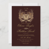 Gouden Bourgogne Masquerade bruiloft Kaart (Voorkant)