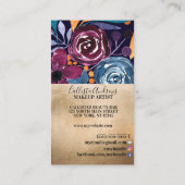 Gouden Bourgogne Navy Mosterd Waterverf Bloemen Visitekaartje (Achterkant)