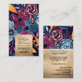 Gouden Bourgogne Navy Mosterd Waterverf Bloemen Visitekaartje (Voorkant / Achterkant)