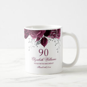 Gouden Bourgondië Bloemrijke Roos 90ste Verjaardag Koffiemok