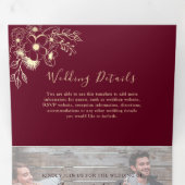 Gouden Bourgondië Foto Drie-Voudige Uitnodiging (Binnenzijde eerst)