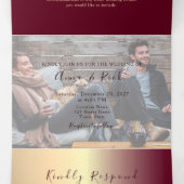 Gouden Bourgondië Foto Drie-Voudige Uitnodiging (Binnenkant midden)