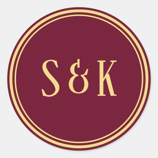 Gouden Bourgondië Monogram Enveloppe Zegel (Voorkant)