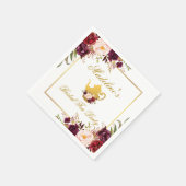 Gouden Bourgondische Bloemen Bruids Tea Party Servet (Hoek)