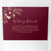 Gouden Bourgondische foto drievoudige uitnodiging (Binnenzijde eerst)