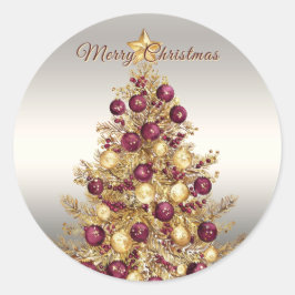 Gouden Bourgondische kerstboom Holiday Classic Rou Ronde Sticker