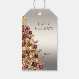 Gouden Bourgondische kerstboom Holiday Gift Label Cadeaulabel