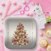 Gouden Bourgondische kerstboom Holiday Paper Bord (Feest)