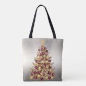 Gouden Bourgondische kerstboom vakantie Canvas tas (Achterkant)