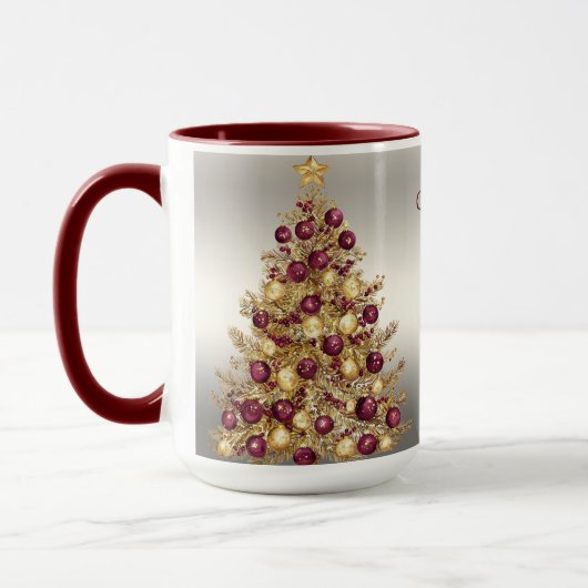 Gouden Bourgondische kerstboom vakantie Mok (Links)